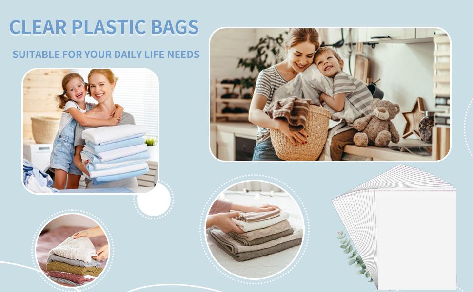 Bags, 100 Pcs Resealable Clear Poly Bags for Clothes, Party Favors, Artwork & Decorative Wrappers(10x14)