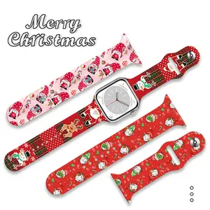 Christmas Printed Silicone Strap Compatible with Apple Watch Ultra S8 Apple Replacement Watch Band for christmas gift