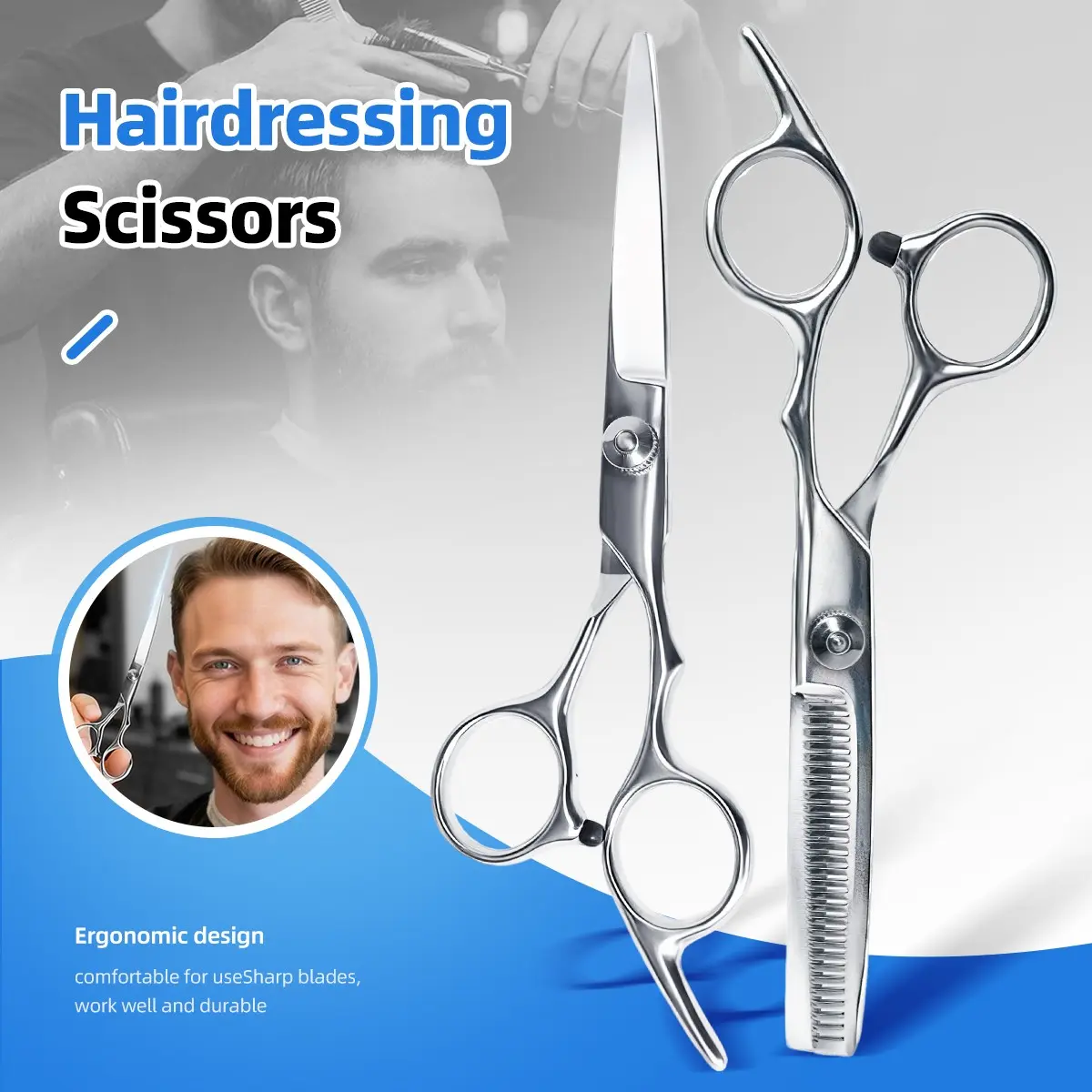 Hair Cutting Scissors Thinning Shears Kit Professional Barber Hairdressing Texturizing Salon Razor Edge Scissor  Stainless Steel Hair Styling Tools Haircutting Kit Barber Equipment Hair Cutter Haircut Kits Hairdressing Set