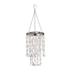 Glitzhome Solar LED Lighted Jewel Beaded Wind C hime-Classic