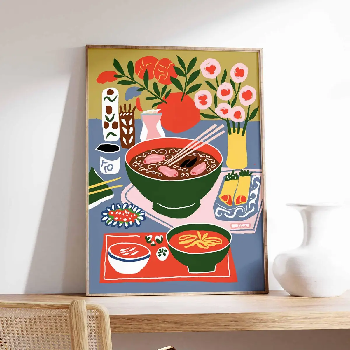 Vietnamese Food Poster, Pho Poster, Vietnam Print, Dinner Table Food Print, Kitchen Poster, Kitchen Decor, Food Poster, Unframed