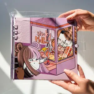 Sticky and Mellow Isometric Sticker Journal Full Set with Clear Binder 3 Sticker Sheets Clear PVC Sheet Games Themed Background Surface 50 Journal Pages