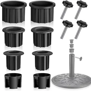 12pcs Patio Umbrella Base Parts Plastic Parasol Stand Replacement Parts Wearproof Umbrella Base Bracket Hole Ring Cover & M8 Screws for Most Beach Backyard Balcony Umbrella Hole