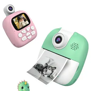 Loved by Both Boys & Girls! Children‘s Day Gift, Flip Camera Kids Instant Print Camera, HD Quality, Optional 32GB Card, Free Printer Paper + Crayons, 2-Inch Screen, Birthday Christmas Gift， Kids Instant Print Camera