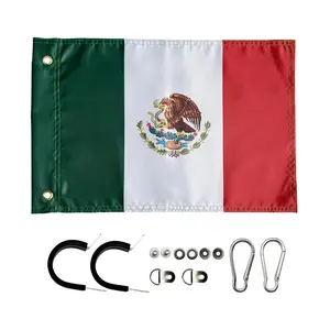 1 Pc Mexico Flag With Mount For 5150 Whip Lights (fit 1.9~2.2cm Pole) Or Antenna Poles  18" X 12" Double Sided Light Mexican Flags Utv Atv Off-road Rzr Polaris Truck Boat