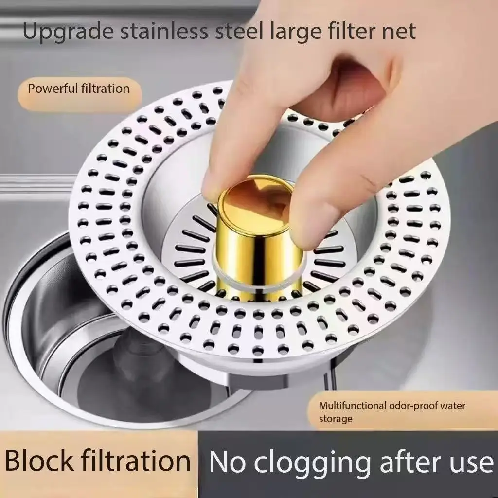 Stainless Steel Kitchen Sink Filter Mesh, Modern Drain Plug and Stopper, Corrosion Resistant, Efficient Debris Capture, Easy Clean Material, Sink Drain Strainer