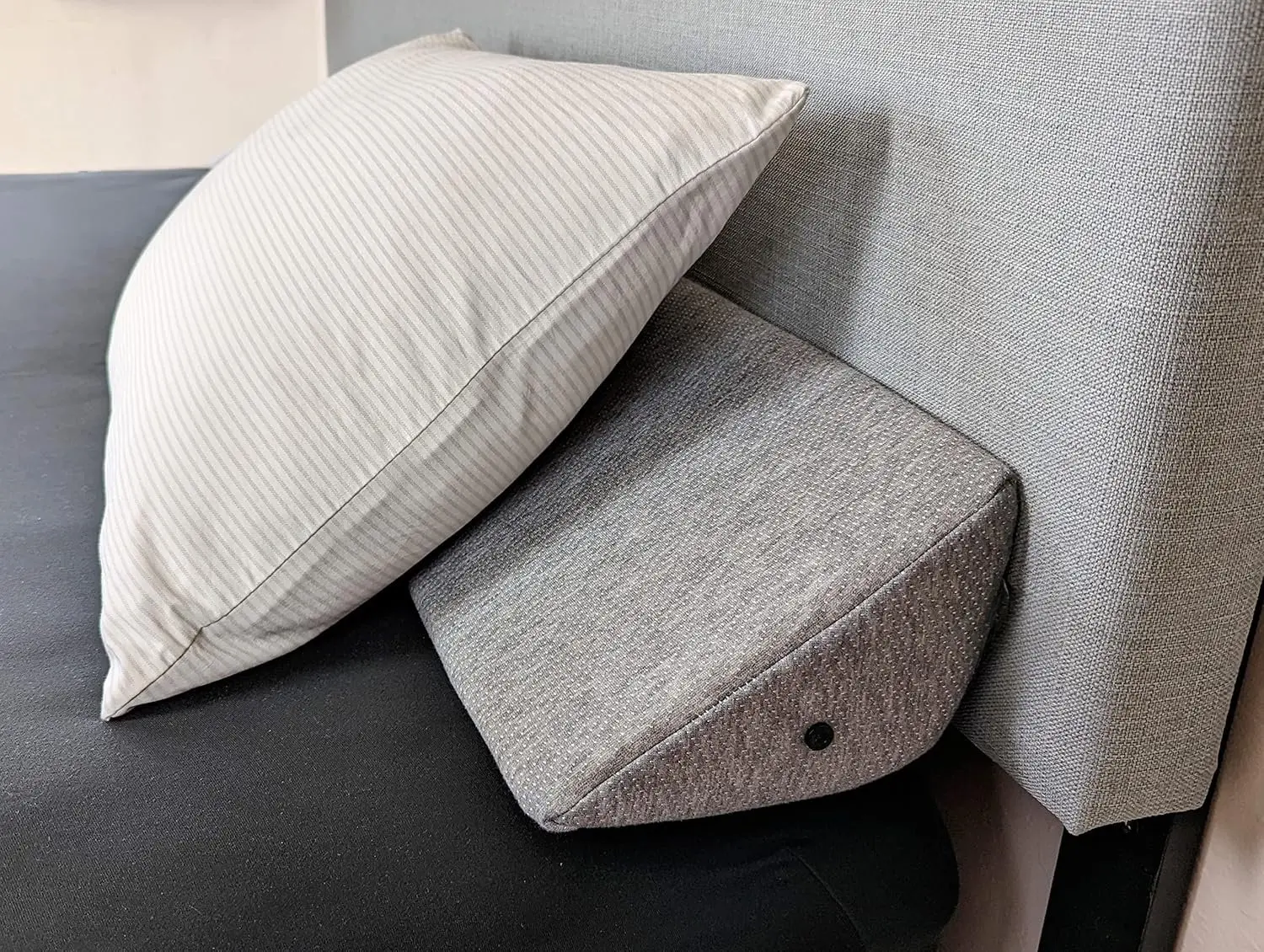 Size Bed Wedge Pillow for Headboard Gap (Gray) | Long Triangular Pillow Wedge/Bed Gap Filler/Bolster Pillow for Pillow Support & Covering Cracks Between Bed/Headboard/Wall (76x8x6 inch)