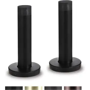Decorative Door Stoppers - 3.5 Inch 304 Stainless Door Stops with Tip Bumper for Wall and Door Protection Sound Dampening 2 Pack Black