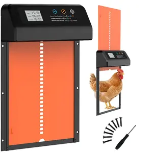 Automatic Chicken Coop Door with Timer, Anti-Trap Feature, Light Sensor, Battery Powered, Easy Installation, Farming Accessories