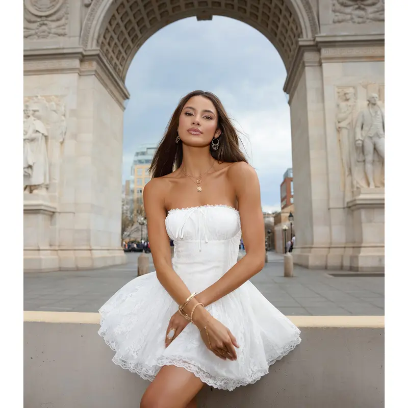 White lace skater dress - TikTok Shop