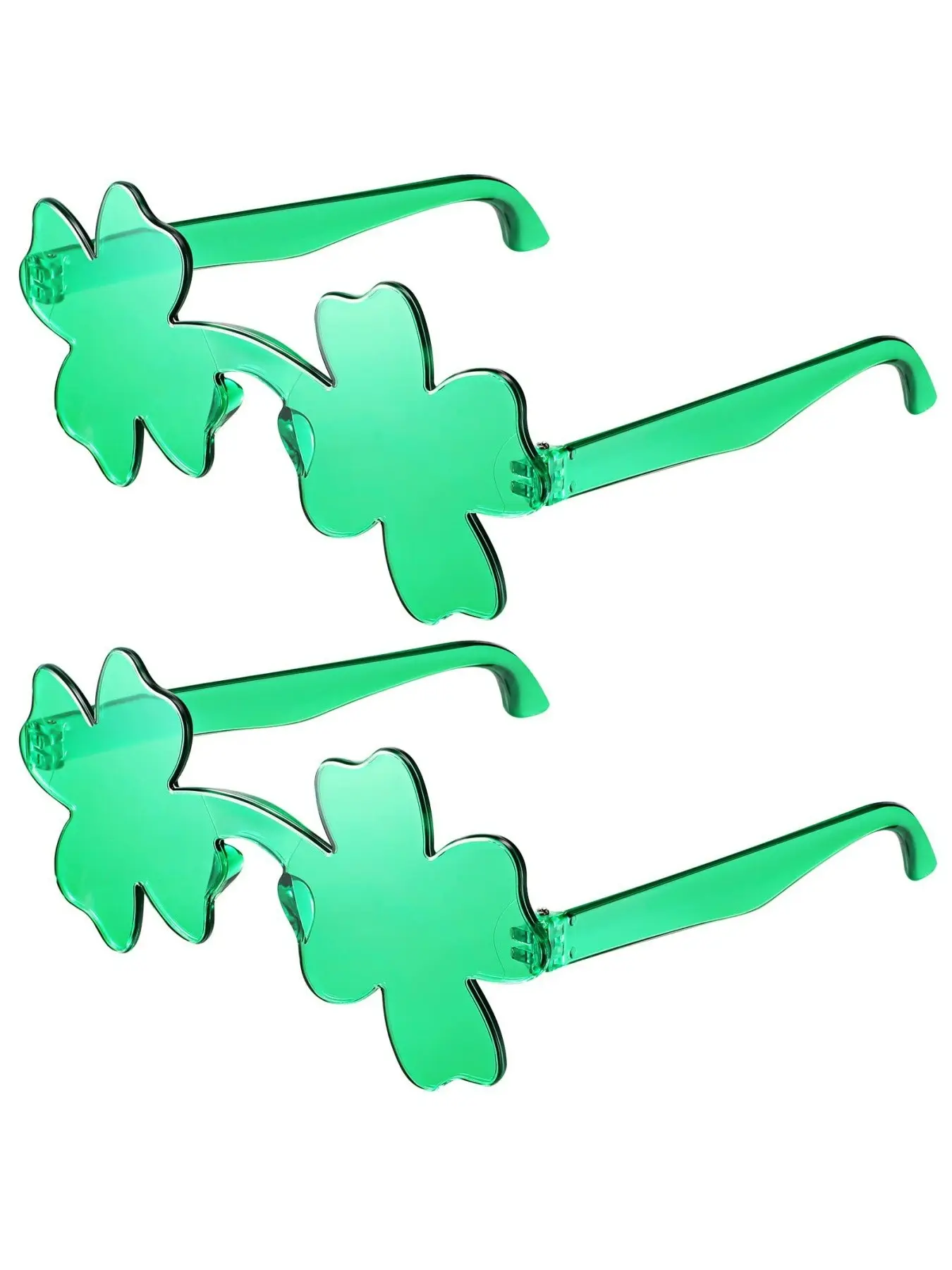 St. Patrick's Day Glasses with Shamrock and Four Leaf Clover Design, Irish Holiday Glasses for Festive Celebrations, Party Event Props, Accessories