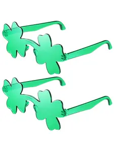 St. Patrick's Day Glasses with Shamrock and Four Leaf Clover Design, Irish Holiday Glasses for Festive Celebrations, Party Event Props