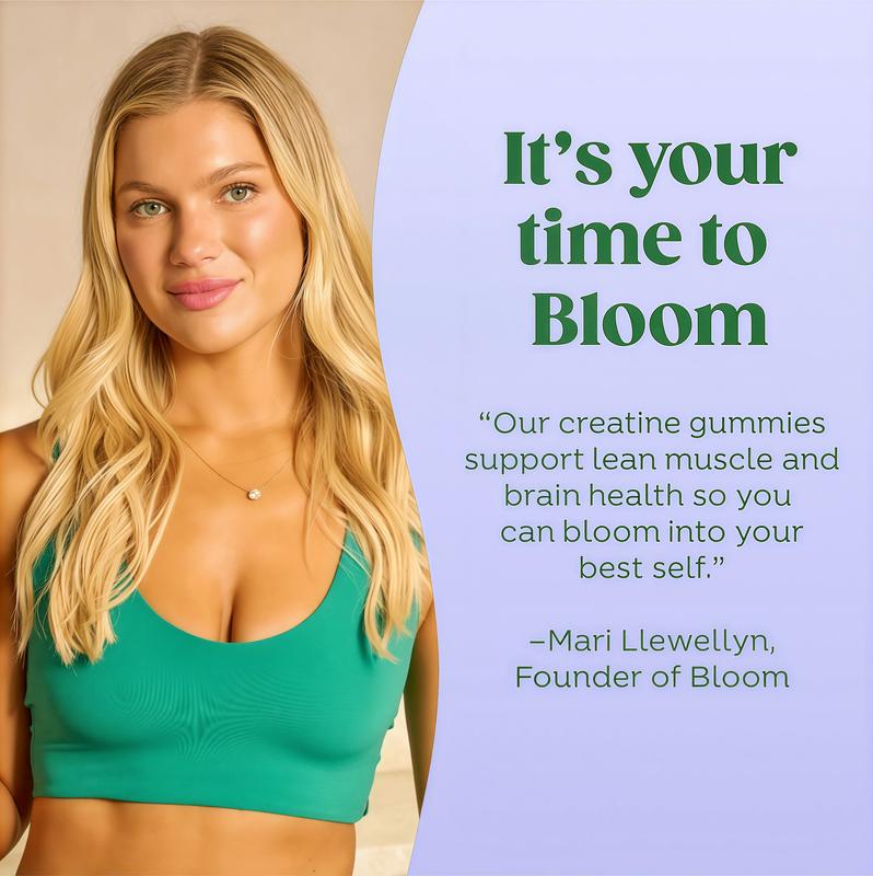 2 Piece-Bloom Creatine Monohydrate Gummies, 5g PerServing JY , Sugar Free Creatine Gummy for Workout,Strength, Cognitive Health & Lean Muscle Support, GlutenFree & Non GMO, Berry Boost, 36 Gummies, 12 SVG -Creatine for Women