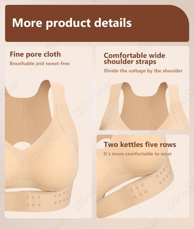 【Postural correction】Women’s Beige Wireless Bra, Soft Breathable Non-removable Moulded Cups, Yoga Fitness Sportswear for Gym & Daily Training Posture Shaping Bra