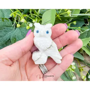 2" Hand-Carved Owl Figurine – Choose White Soapstone or Black Onyx | Symbol of Wisdom & Protection