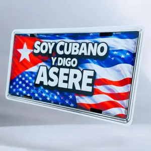 Cuban Pride Car Decal, 6x12 in "Soy Cubano y Digo Asere" - Vibrant Cuba & USA Flag Design, 2.7D Finish, Vehicle Accessories, Car Exterior Number Plate Accessories