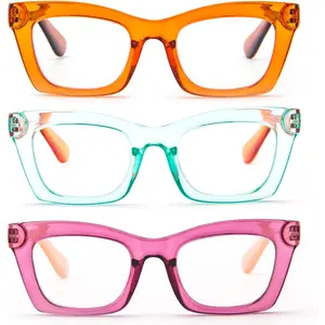 Reading Glasses for Women Oprah Style Oversized Square Spring Hinge Blue Light Blocking Glasses