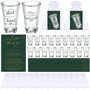 50 Sets Wedding Favors for Guests Bulk 1.5oz Acrylic Shot Glasses Take a Shot We Tied the Knot with Thank You Cards Organza Bags Clear Shatterproof Drawstring Bags for Wedding Bridal Shower Bachelorette Party Souvenirs