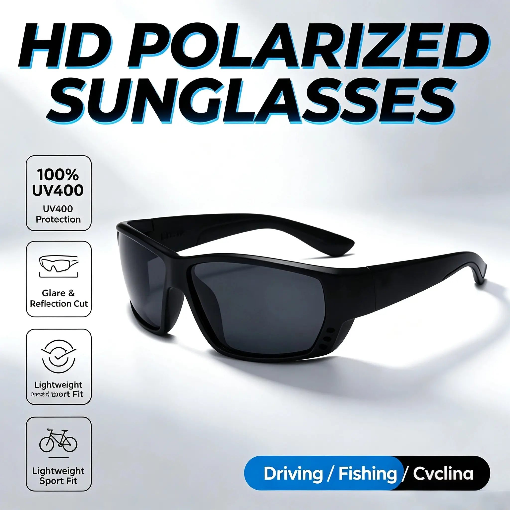 Men's Sports Polarized Sunglasses with UV400 Protection, Lightweight Flexible TAC Impact Resistant Lenses Ideal for Driving, Golf, Cycling, Fishing, Running and All Outdoor Activities