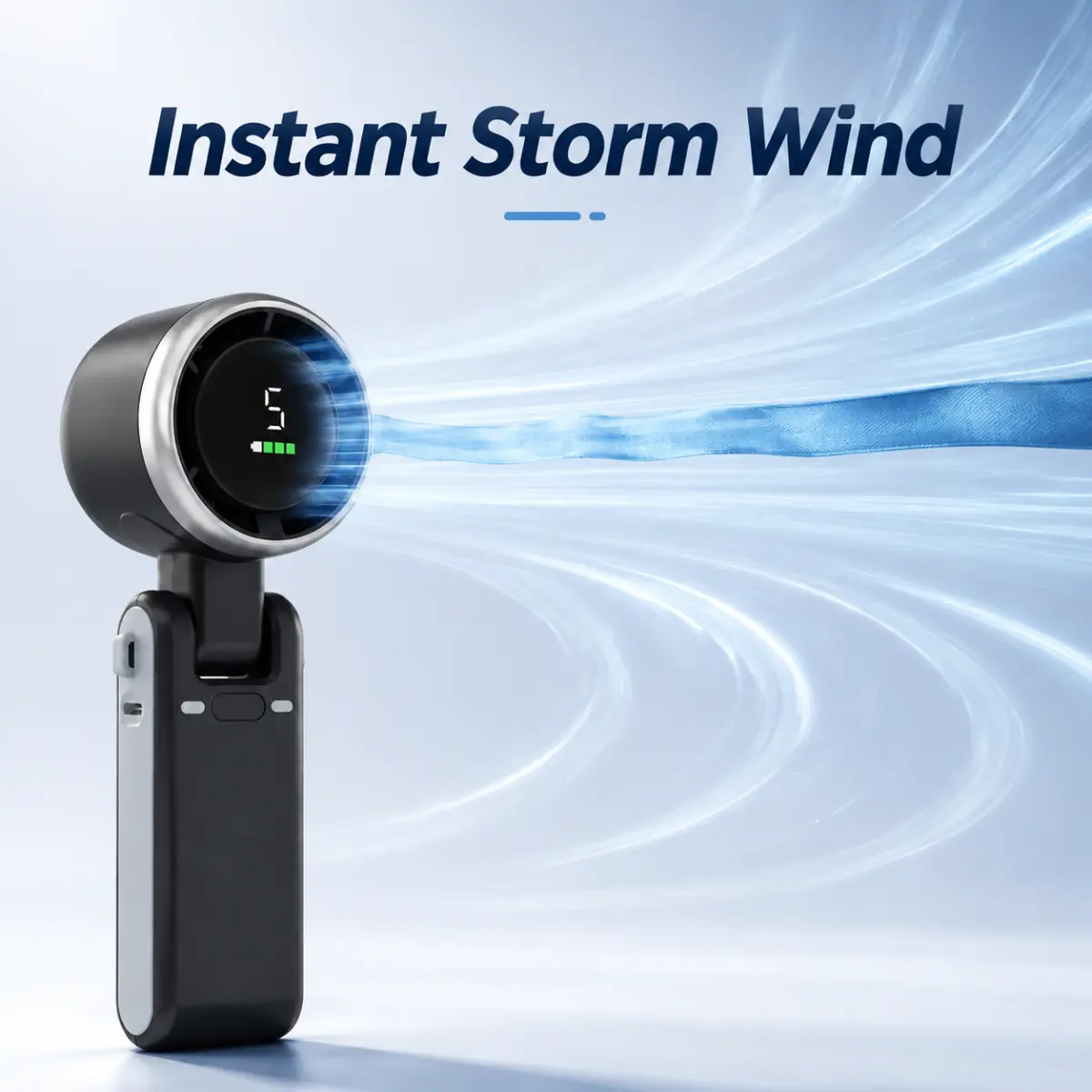 windyway Portable Handheld Turbine Fan, 5-speed settings, 3-in-1 rechargeable handheld fan, powered by a 4000mAh battery with up to 10 hours of runtime, featuring air turbine technology perfect for outdoor activities, travel, work, and a summer essential