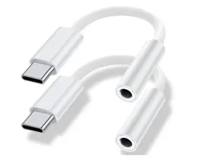 USB Type C to 3.5mm Headphone Jack Adapter (2-Pack), USB C to Aux Audio Dongle Cable for iPhone 17 Pro Max/17 Pro, 16/15 Pro Max, 16/15 Pro, iPad Pro, MacBook Samsung Galaxy S24 S23 S22 S21 Pixel 9 8