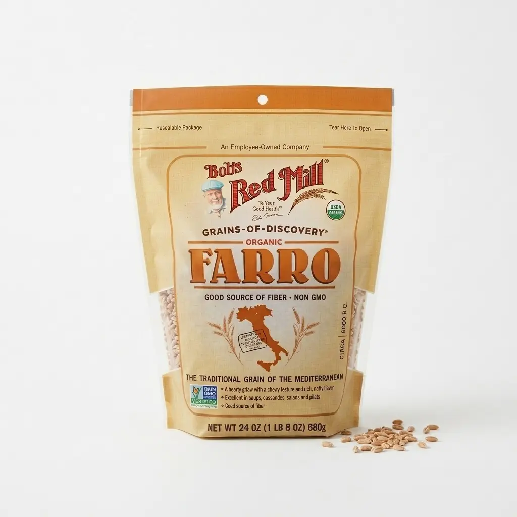 Bob's Red Mill Organic Farro Grain, 24 oz Resealable Bag, Whole Grain