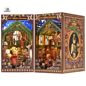 XYFMZOZ- 3D Jigsaw Puzzle Kit,Diy Enthusiast Cute Cat Themed Small House Kit, Fun Craft Projects for Teens and Adults, Birthday Gifts for Girls, Artistic Bookshelf