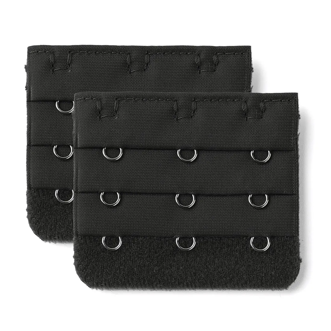 INSPIRE CHIC Brassiere Bra Underwear Extension Extender 3-Row Hooks 2 Pcs Black