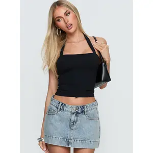 Ghisella Square Neck Halter Top Black