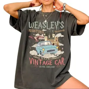 Wizard Flying Car Shirt, Vintage Style Weasley Car Tee, Bookish Wizard Shirt, Universal Fan T-shirt, Magical Adventure Apparel, gift for her, him, Womenswear Top