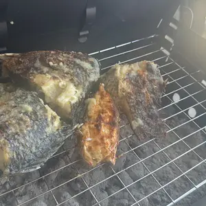 Portable Charcoal Grill Heavy-Duty Cast Iron Adjustable Height Foldable Design with Open Lid Compact Lightweight BBQ Grill for Camping Tailgating Picnics