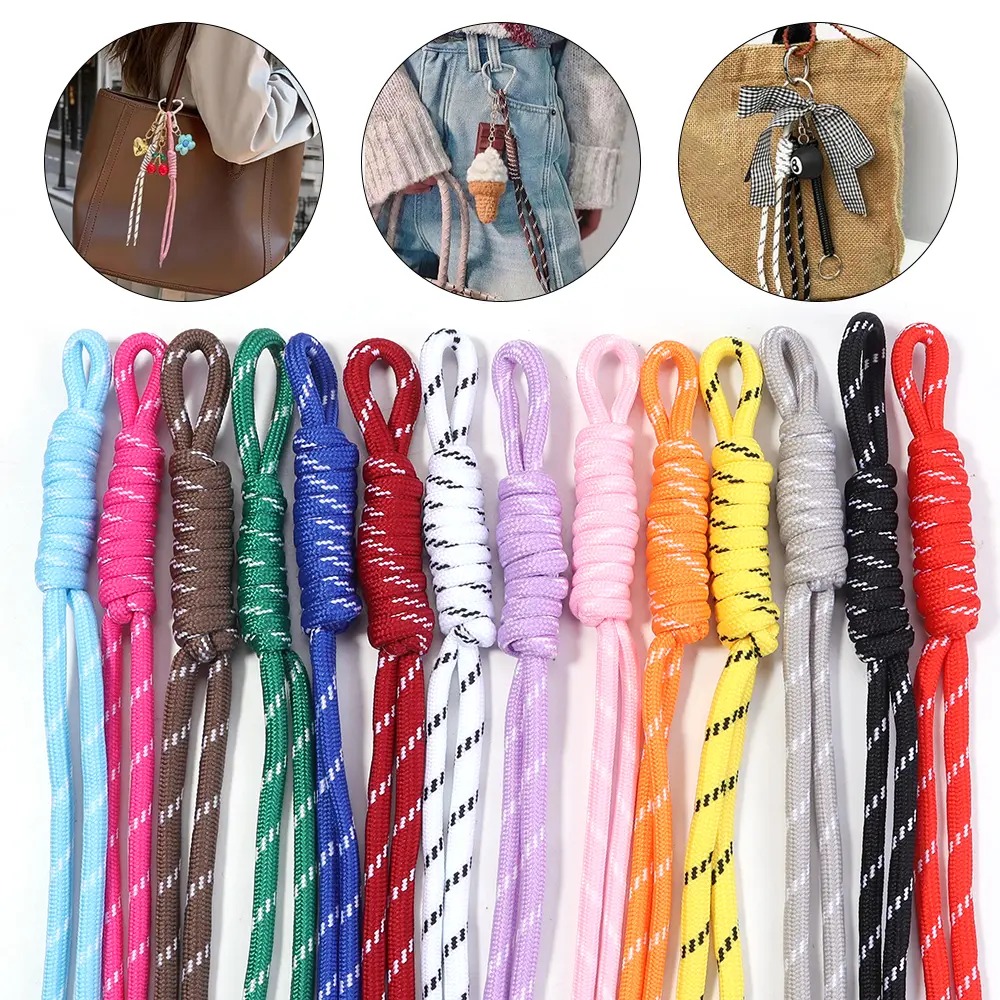 5pcs/lot Colorful Braided Lanyard Keychain Handmade Knot Nylon Rope Cord Thread For DIY Key Chain Pendant Bag Accessories