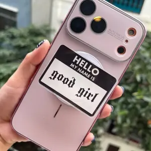Hello My Name Is Good Girl MagSafe Phone Grip, Gothic Girly Phone Stand, Name Tag Popgrip, Gift for Her , Kindle Stand sticky Baby Spooky magnetic mount Library Card Flower-Shaped Multi-Functional holder Universal Car Bat accessories