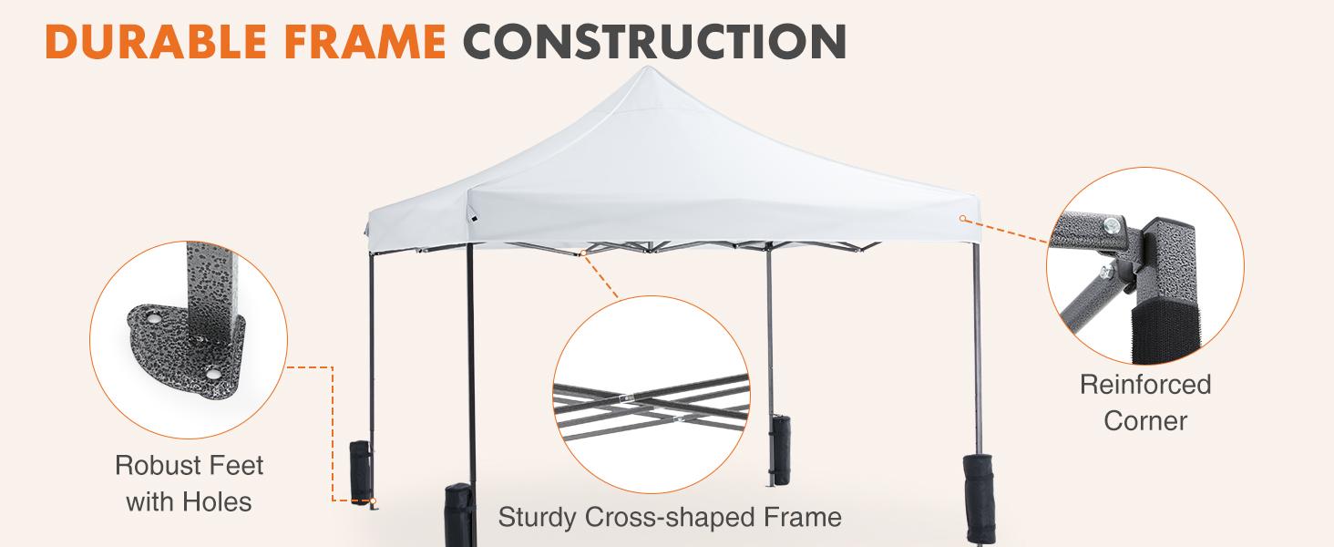 Sweetcrispy 10x10 Pop Up Canopy, Easy Setup Instant Outdoor Canopy with Vented Top and Wheeled Bag, White,summerwins