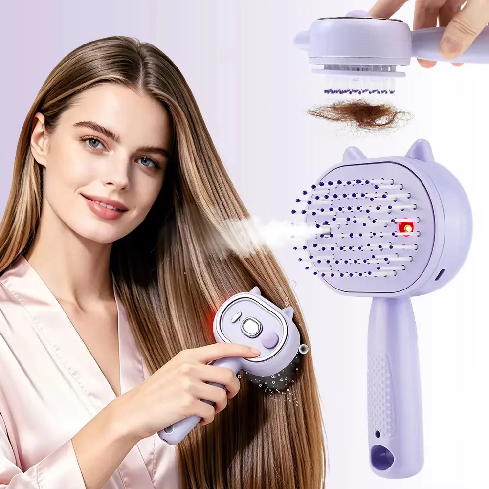 Electric Spray & Massage Hair Brush with Water Spray Wet & Dry Hair Brush Detangling & Anti-Static for Frizzy Hair & Scalp Care