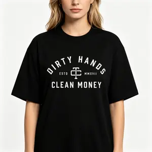 "Work Hard Dirty Hands Clean Money" Mechanic Graphic Tee |   Trending Blue Collar Garage Profession Joke Statement T-Shirt |   Men's Casual Workwear Streetwear Top