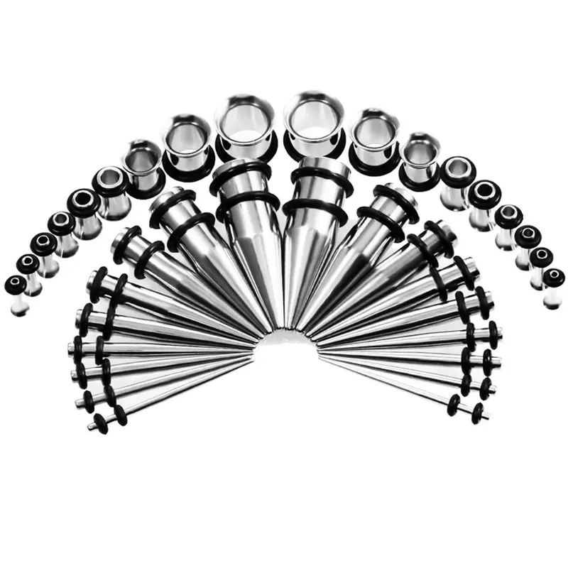 36pcs Ear Gauges Stretching Kit Tapers Plugs for Gift, Stainless Steel Eyelets Implant, Tapers and Plugs Expander Set Body Piercings for Women & Men, Body Piercing Jewelry
