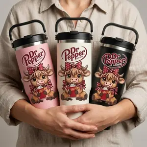 Dr Pepper 30oz Highland Cow Insulated Cup Water Bottle, Cute Design, Perfect for Gifts, Outdoor, Office, Fitness Use, Vacuum Flasks, Insulated Drinkware, Thermal Flask, Stainless Steel Tumbler, Travel Tumbler