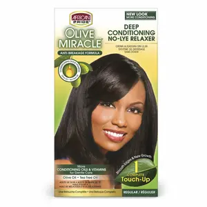 African Pride Olive Miracle Regular Relaxer Kit, Haircare Product with Straightening Gel for Smooth Hair