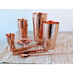 Hammered Cocktail Shaker Set with Bar Tools Stainless Steel