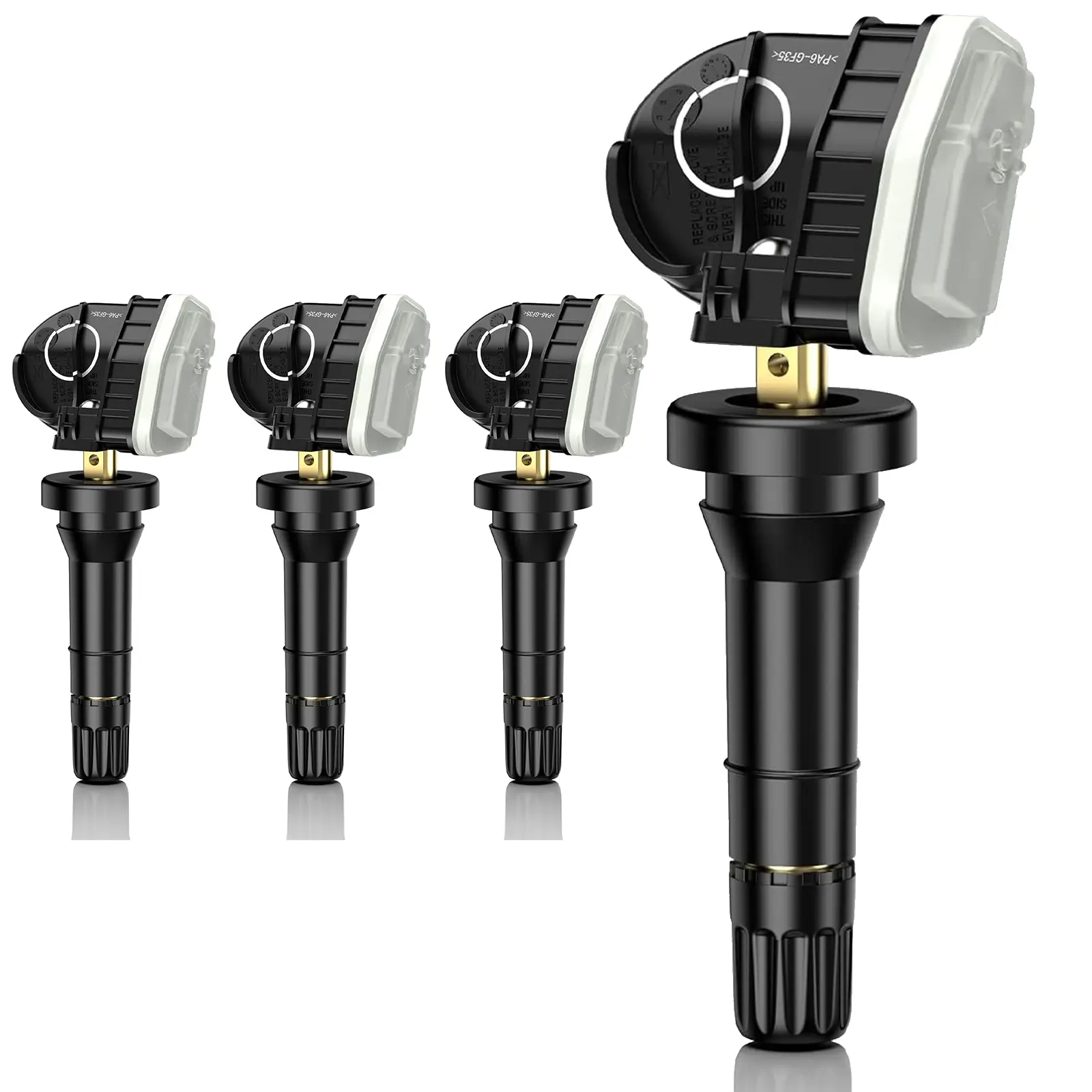 4PCS Pre-programmed TPMS Sensor Tire Pressure Monitoring Sensor - Compatible with Ford, Lincoln Models - Bronco, Edge, F-150, Mustang, Ranger, Mark LT, MKC, MKZ, Nautilus, Navigator - 315MHz, 315Mhz Frequency, 2-Year Guarantee, Aluminum Valve, Cr2050 Batt