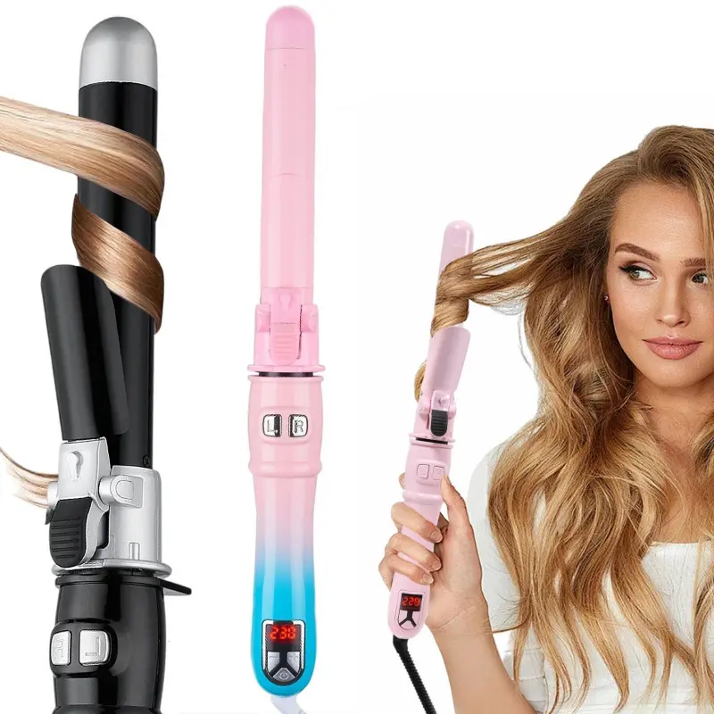 Automatic rotating, electric curling iron, Automatic Curler, large wave hairstyle automatic curling wand, create large wave curls, portable heated hairstyle design tool, safe heated, curling hair care products, Hair Styling Tools