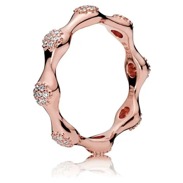 PANDORA Modern LovePods Rose Ring with Pavé-Set Cubic Zirconia, Unisex Band for Everyday Wear Jewelry, 187295CZ, Pave