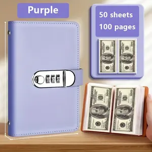 Password Lock Cash Savings Album A6 Large Capacity Transparent Pocket Bill Holder for Money Stamps Bank Cards Collection