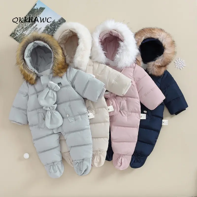 infant winter dress coats GYRATEDREAM Baby Girls Snowsuit Clothes Newborn Hooded Jacket Toddler Jumpsuit Coat Newborn Baby Bear One Piece Outfit Suit Twill Material Composition KLFLGD New winter new baby