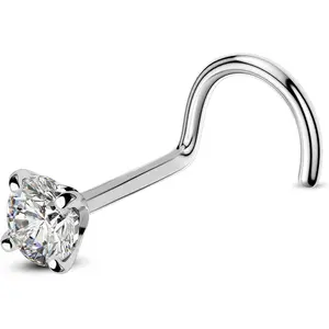 G23 Titanium Nose Stud, Nose Piercing Stud, Stud Nose Ring for Women 20g Titanium Nose Ring Stud, 3mm CZ Screw Nose Stud Diamond Corkscrew Nose Stud for Women Man