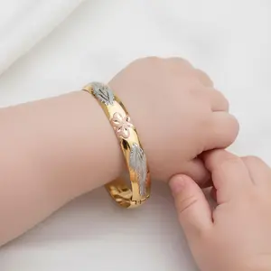 14K Gold Solid Baby Adjustable Bangle 585/14K Real Gold 8mm Width 4-5in Size Adjustable Fit Comfortable Wear