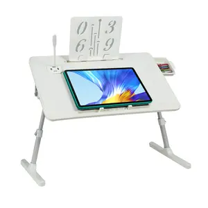 Laptop Stand for Bed, Adjustable Height and Angle, Laptop Desk with USB port and Drawer, Bed Desk for Reading and Writing, Laptop Table for Bed, Couch