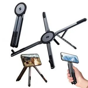 Multifunctional Magnetic Phone Holder, Handheld Selfie Stick, Foldable Tripod, Portable Desk Stand for iPhone iPad Tablet Laptop