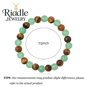 Riddle Money Attraction Bracelet with Green Aventurine & Tiger Eye - blue friendship bracelet beaded jewelry protection bracelet encouragement gift fashion artificial bracelet of the day Colorblock Beaded Crystal Bracelet